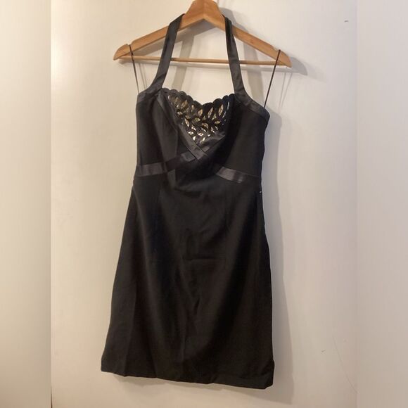 Escada Couture Black Halter Lace  Cocktail Formal Dress Size 2 US - Picture 2 of 16